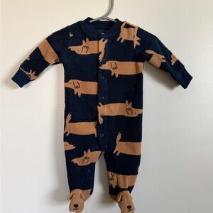 Carter's Navy and Brown Dog Print Footie